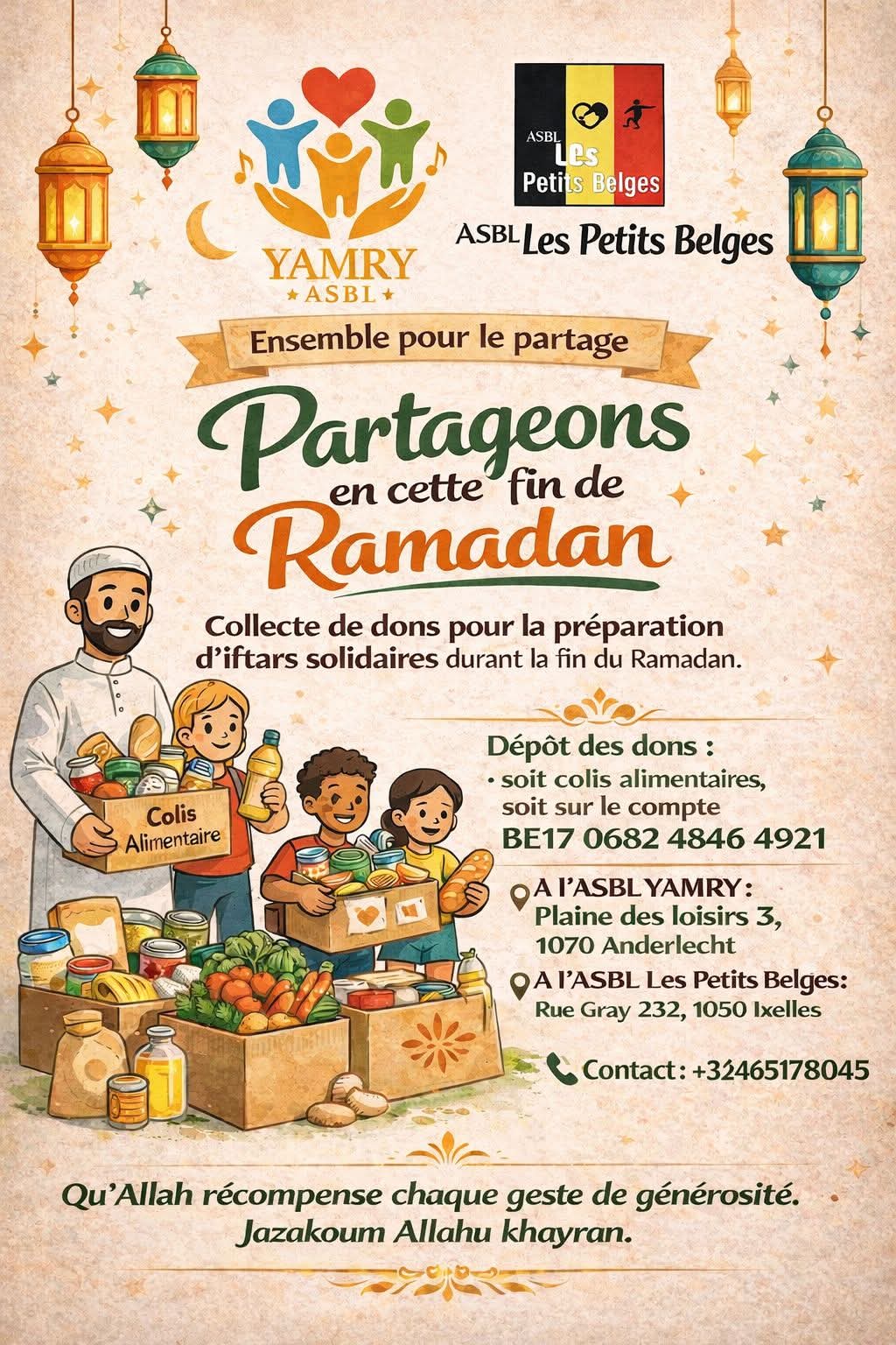Collecte solidaire pour les iftars – Yamry ASBL et Les Petits Belges